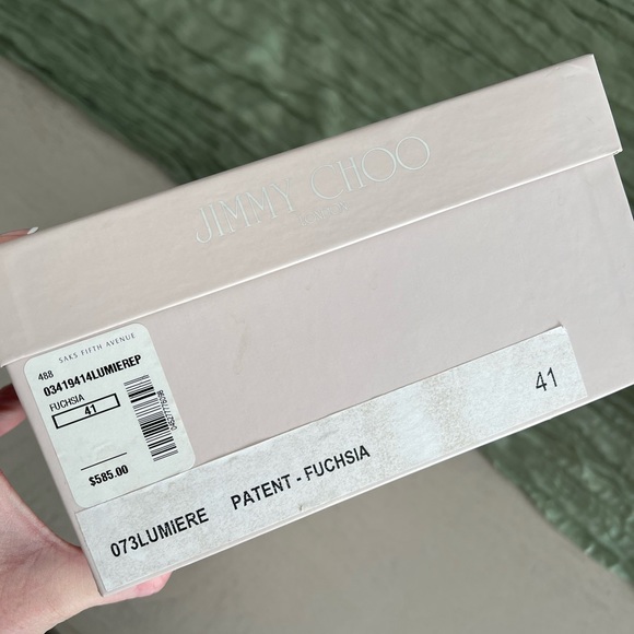 Jimmy Choo Fuchsia Patent Leather Open Toe Lumiere D'Orsay Pumps Women's EUR 41 - Picture 7 of 7